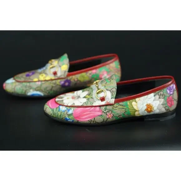 GUCCI Jordaan GG Supreme Monogram Canvas Floral Horsebit Loafer 35 NIB $780 - Picture 6 of 12